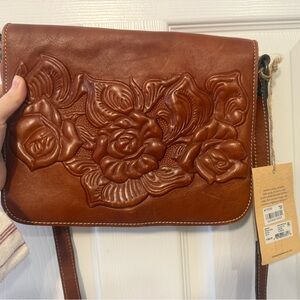 Patricia Nash Tan Floral Embossed Crossbody Bag